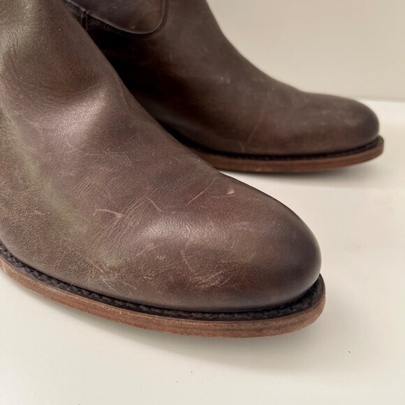 NEW FRYE Jayden Buckle Back Zip Leather Boots Slate Brown Women's Size 8.5 - Picture 12 of 15